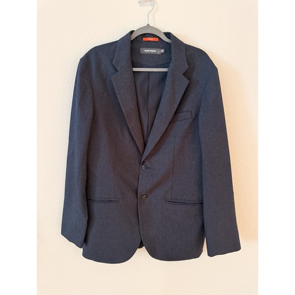 Bluffworks Other - Bluffworks Blazer Suit Jacket Mens 44L Charcoal Classic Polyester Travel NYC USA